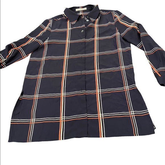 Jacques Vert Long Sleeve window pane button front blouse. Sz 8 - Picture 2 of 8